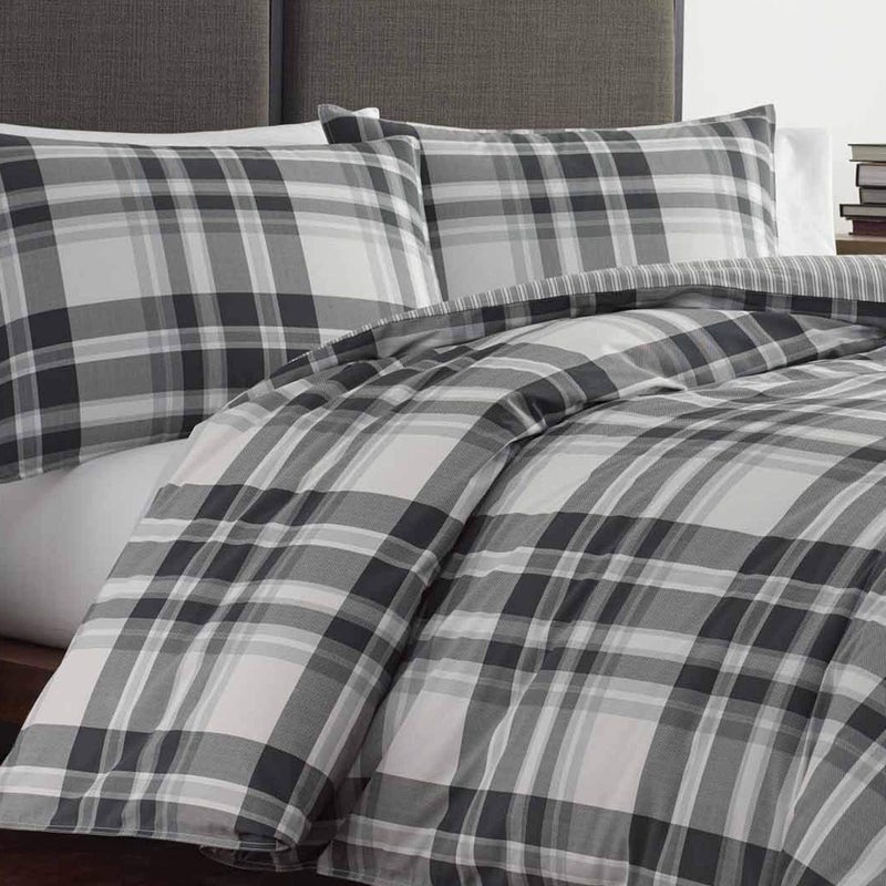 Eddie Bauer - Queen Comforter Set, Cotton Reversible Bedding with Matching Shams, Plaid Home Decor for All Seasons (Coal Creek Grey, Queen) - Image 4